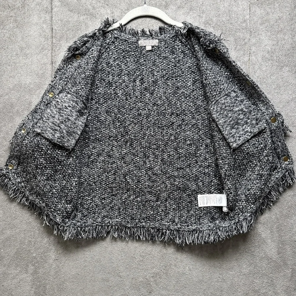 J.Crew Cropped fringe-trim lady jacket in marled yarn Large Preppy Office Career